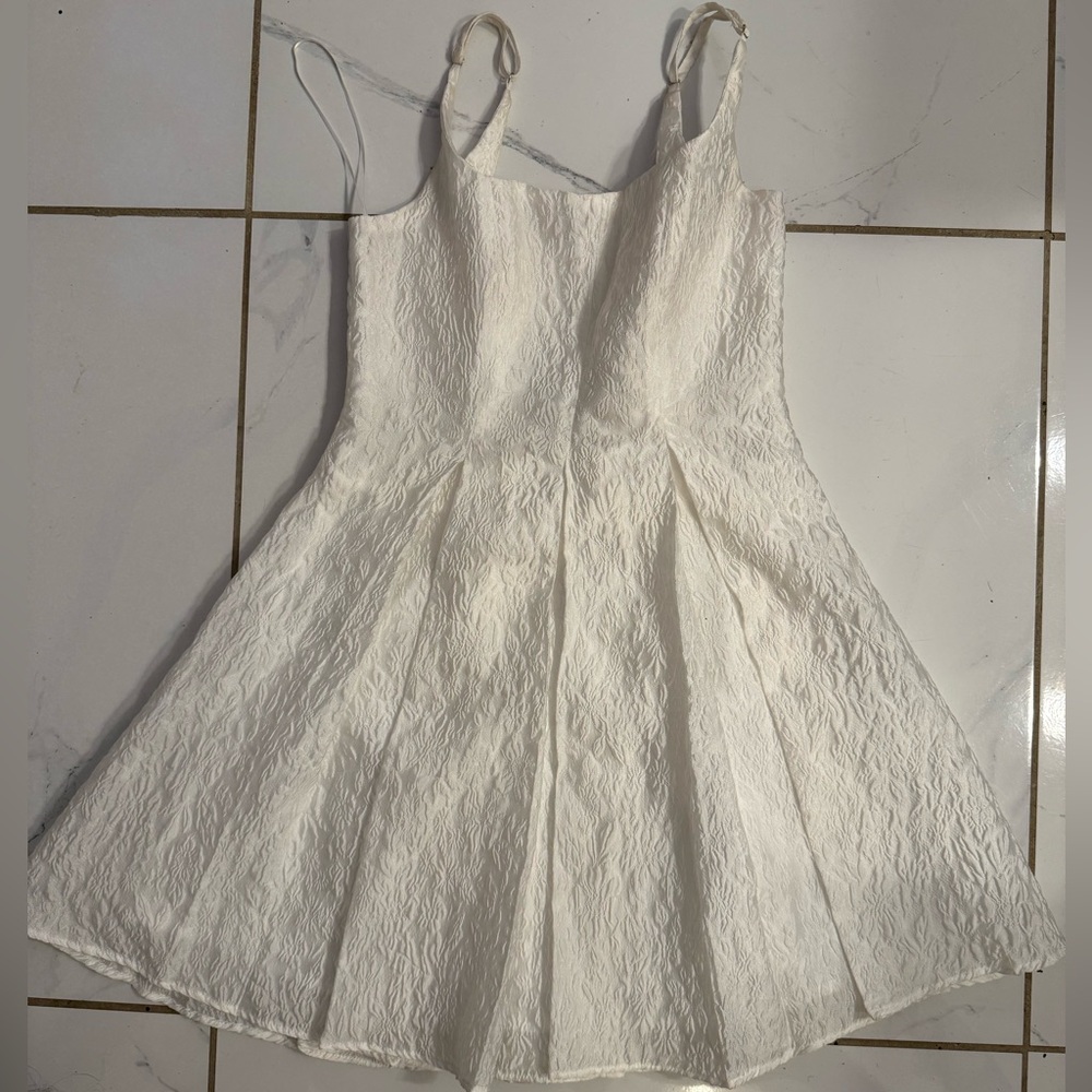 Astr Ellie Jacquard Pleated Mini Dress in cream